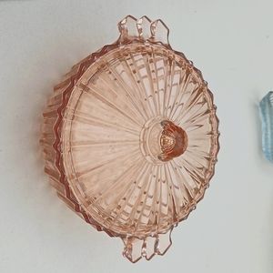 Vintage Soft Pink Depression Glass Candy Dish